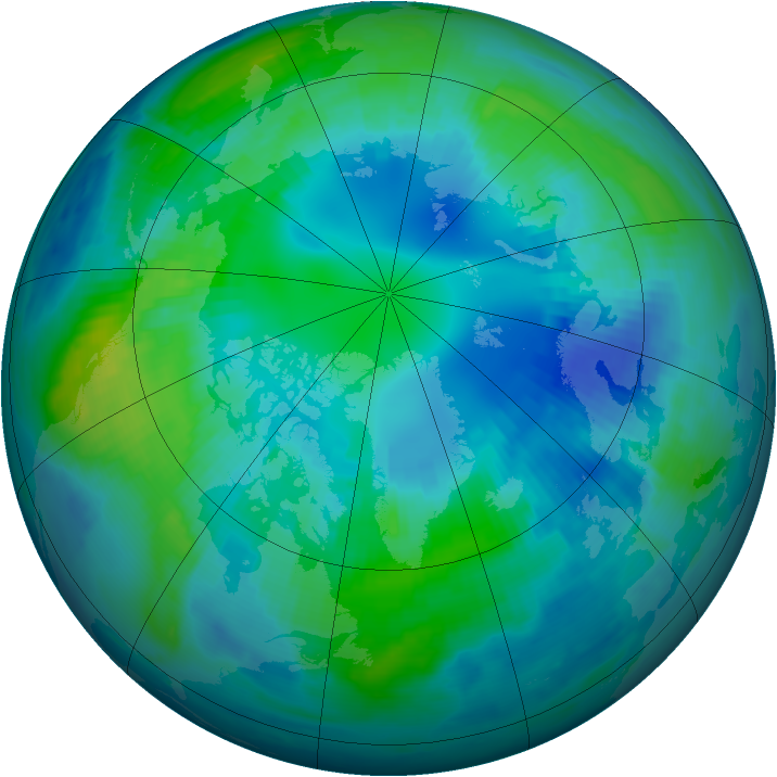 Arctic ozone map for 18 October 1996